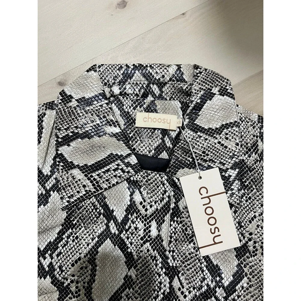 Choosy Luxe Exotic Vintage 90s Faux Snakeskin Leather Trench Coat Duster Jacket - Picture 6 of 11